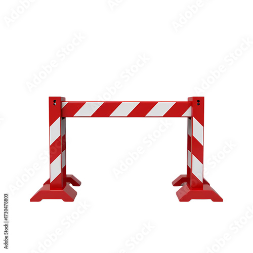 Red and White Construction Barrier isolated on transparent background