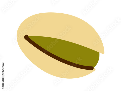 Vector pistachio nut isolated on white. Fresh healthy seed illustration for vegan food, dessert, ingredient, snack, bakery, label, premium nutrition.