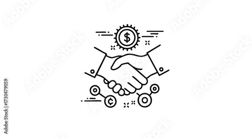 Vector illustration of a financial partnership and collaborative networking, a modern thin line icon representing a successful business deal and investment