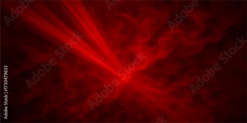 Red abstract background with fiery rays and glowing light effects