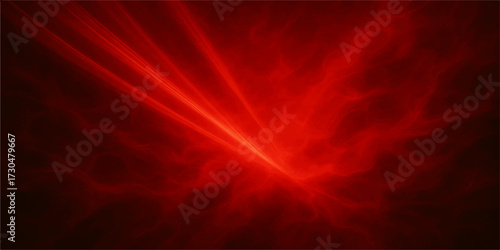 Red abstract background with glowing rays and fiery design