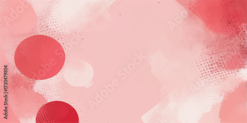 Romantic vintage watercolour art with pink hearts and a soft