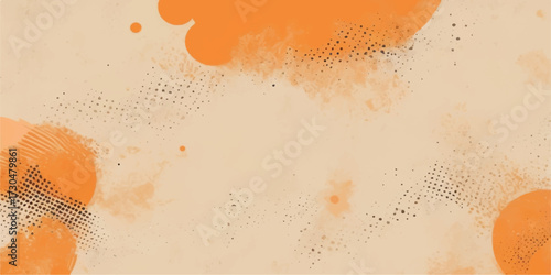 Gold grunge beer bubbles with textured orange wall pattern