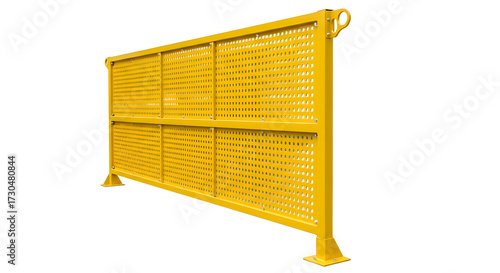 Yellow Safety Barrier with Perforated Metal Panels for Construction Site or Industrial Safety