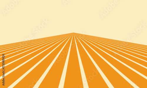 Abstract graphic of orange parallel lines converging to a vanishing point, creating a sense of depth and perspective.