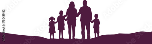 Diverse family silhouettes representing unity and connection on a simple, clean background, perfect for branding and design.