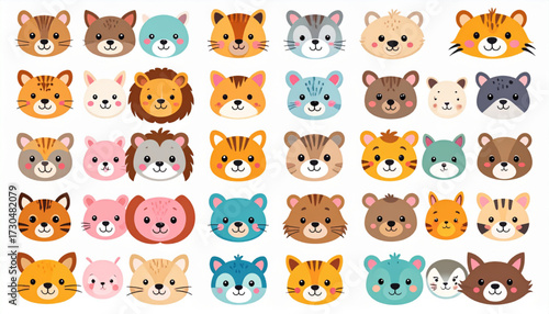 Quirky Sticker-Style Animal Faces