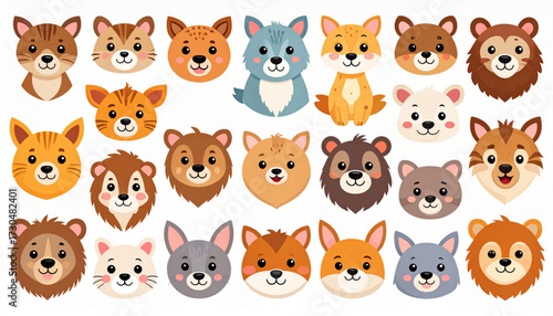 Quirky Sticker-Style Animal Faces