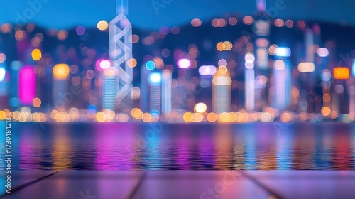 Wallpaper Mural Night Cityscape Reflected in Water Abstract Art Torontodigital.ca