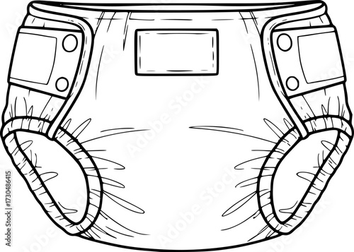 A minimalist line drawing of a diaper