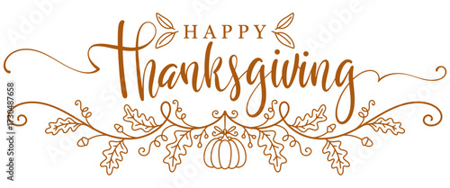 happy thanksgiving lettering calligraphy text brush vector Eps	