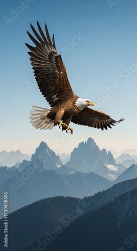 Wallpaper Mural Majestic Eagle Soaring Above Mountains. Torontodigital.ca