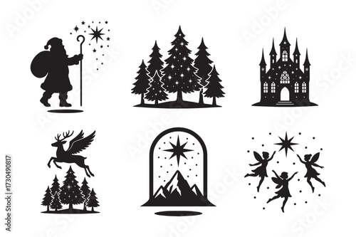 Children Ice Skating Silhouette Winter Collection