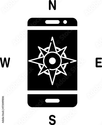 compass icon logo vector illustration design, for smartphone features theme design