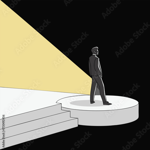 3d man standing on a podium