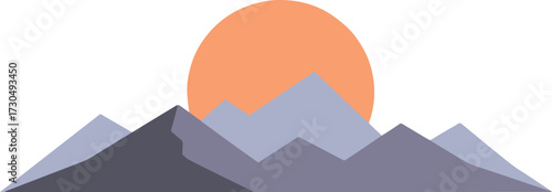 Vibrant sunrise over majestic mountain range creates a calming and peaceful mood, perfect for travel brochures, nature blogs, and outdoor adventures