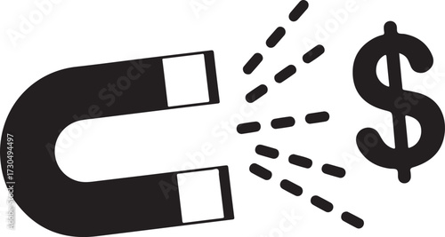  magnet attracting a dollar sign, symbolizing financial attraction and wealth generation represents business success on
