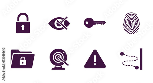 Enhance your security strategy with these essential icons representing data protection, digital privacy, and cybersecurity awareness measures for business