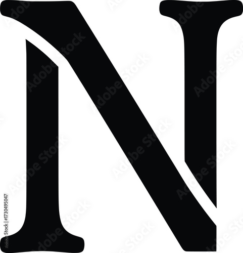 Dynamic Action Vector of a Bold Black Letter N Silhouette in Graphic Design, Modern Environment, High-Resolution Artwork for Creative Projects