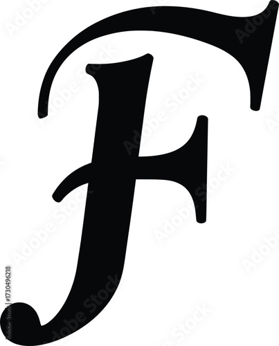 Stylish Black Silhouette of Letter F Against Minimalist Background in Creative Graphic Design Environment