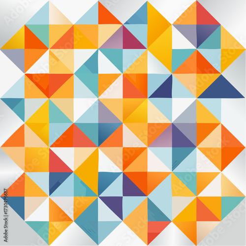 Wallpaper Mural Abstract geometric pattern featuring colorful triangles arranged in a square grid, creating a vibrant and modern design. Torontodigital.ca