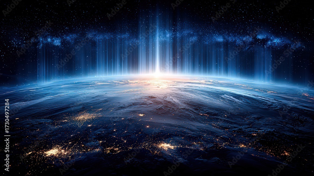 custom made wallpaper toronto digitalEarth At Night From Space With Starry Background