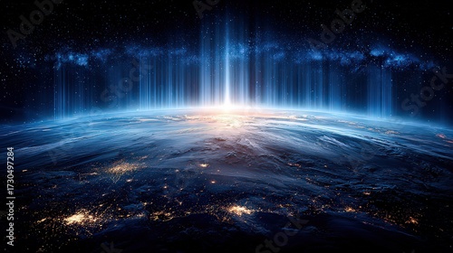 Wallpaper Mural Earth At Night From Space With Starry Background Torontodigital.ca