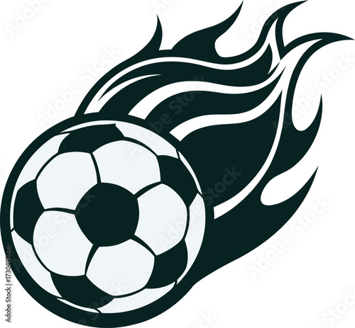 Dynamic flaming soccer ball sports emblem design