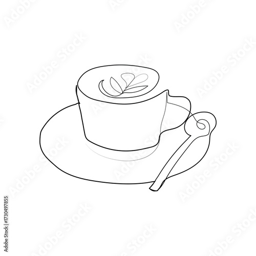 One line art of coffee cup