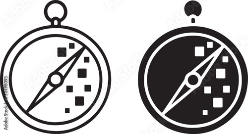 Digital Compass Icon Navigation Symbol Vector Illustration