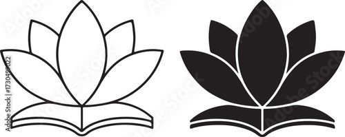 Lotus Flower Book Icon Symbol Vector Illustration