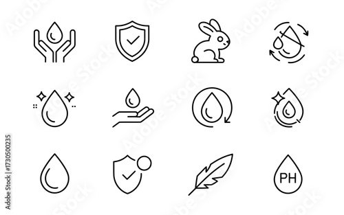Collection of 12 scalable vector icons illustrating skincare and beauty concepts in svg format silhouette vector illustration white background