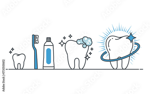 Dental hygiene illustration vector toothbrush toothpaste and clean teeth icons scalable svg silhouette vector illustration white background