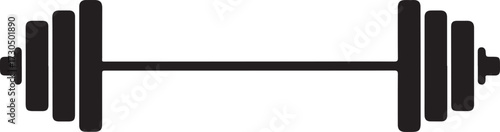 Black Silhouette of a Barbell Dumbbell Weight on a White Background fitness exercise