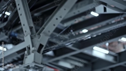 Industrial Steel Structure Abstract Background With Lights.