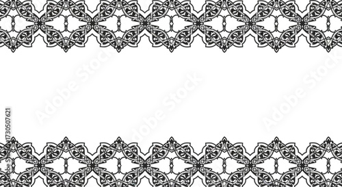 Sophisticated symmetrical graphic borders creating an elegant decorative frame, ideal for vintage designs, invitations, or refined artistic projects, providing a timeless visual impact