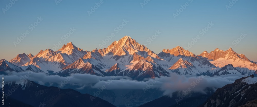 Obraz premium Majestic Snow-Capped Mountains at Golden Hour