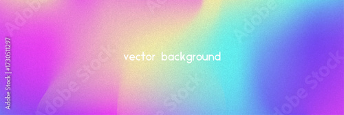 Noise Gradient Background. Abstract Grainy Bg In Pink, Purple And Blue Colors. Iridescent Hologram. Pearlescent Holographic Texture With Rainbow Foil. Liquid Paint Wave With Elegant Shine