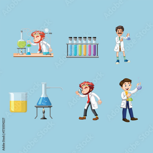 Set of Scientist Character Design Vector