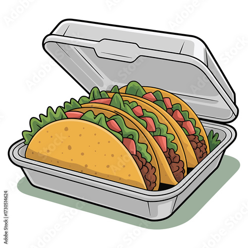 Delicious Tacos in a Takeout Container Ready to Eat Fresh Mexican Food for Lunch or Dinner