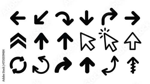 set of vector black arrows on white background
