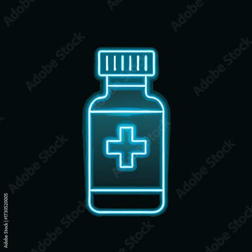 Neon Medicine Bottle with Cross Symbol.