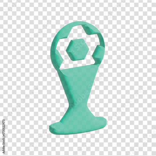 3D trophy award icon PNG with transparent background, representing competition victory, sports achievement, and championship success.