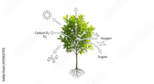 Lush Green Tree with Vibrant Leaves Against a White Background
