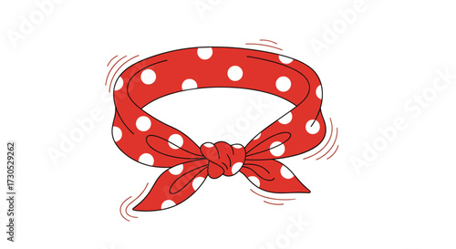 A classic red polka dot bandana tied into a knot.