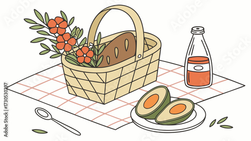 A delightful picnic spread with fresh food and flowers