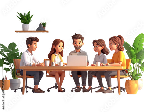 Modern Team Collaboration Around Digital Workspace, PNG