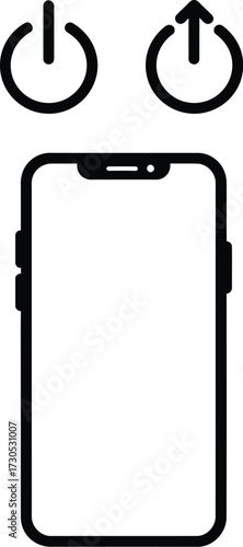 Smartphone with Power Off and On Symbols Silhouette

