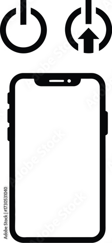 Smartphone with Power Off and On Symbols Silhouette

