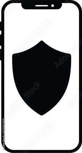 Shield Protecting a Smartphone Silhouette

